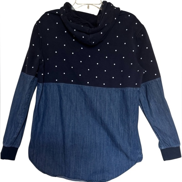 FLY SUPPLY Polka Dot and Denim Button-Up Shirt unique hybrid style - Picture 8 of 11